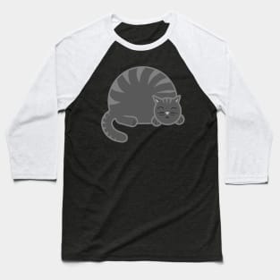 Sleepy Chubby Kitty - Gray Baseball T-Shirt